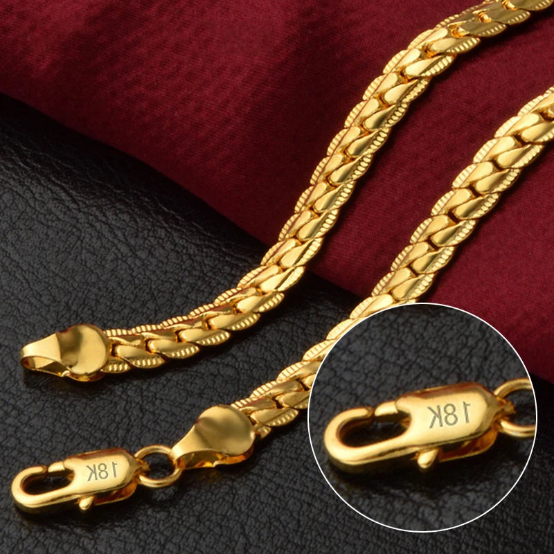 18K Gold/Silver Box Chain Necklace – 6mm Unisex Choker