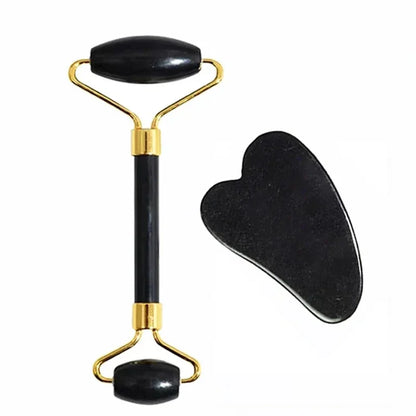 Natural Jade Face Roller & Gua Sha Set – Stone Massage Tool