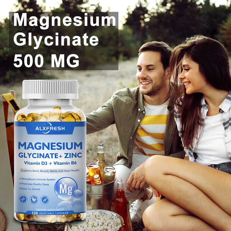 Magnesium Glycinate 500mg Capsules – With Zinc, Vitamin D3 & B6