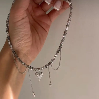 Multilayer Tassel Chain Necklace – Blue Stone Vintage Choker