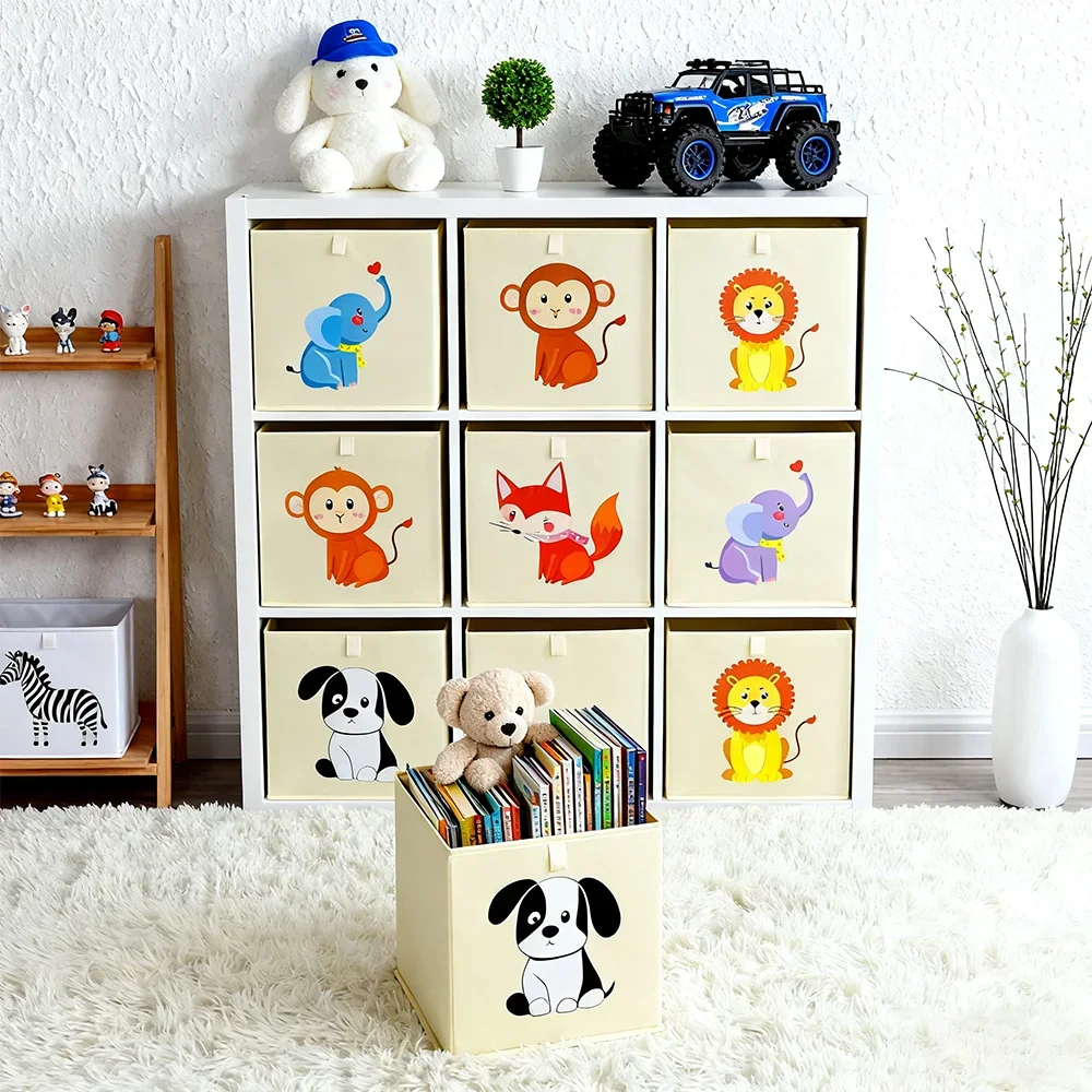Kids Foldable Storage Cube Bins – Cartoon Toy Organizer