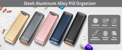 Serfeymi 7-Day Metal Pill Organizer – Weekly Travel Pill Case