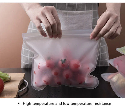 Silicone Food Storage Bags – Reusable Ziplock Leak-Proof Freezer Set