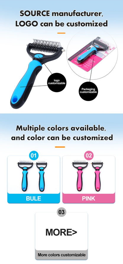 Pet Dematting Comb – Stainless Steel Detangling Brush for Dogs & Cats