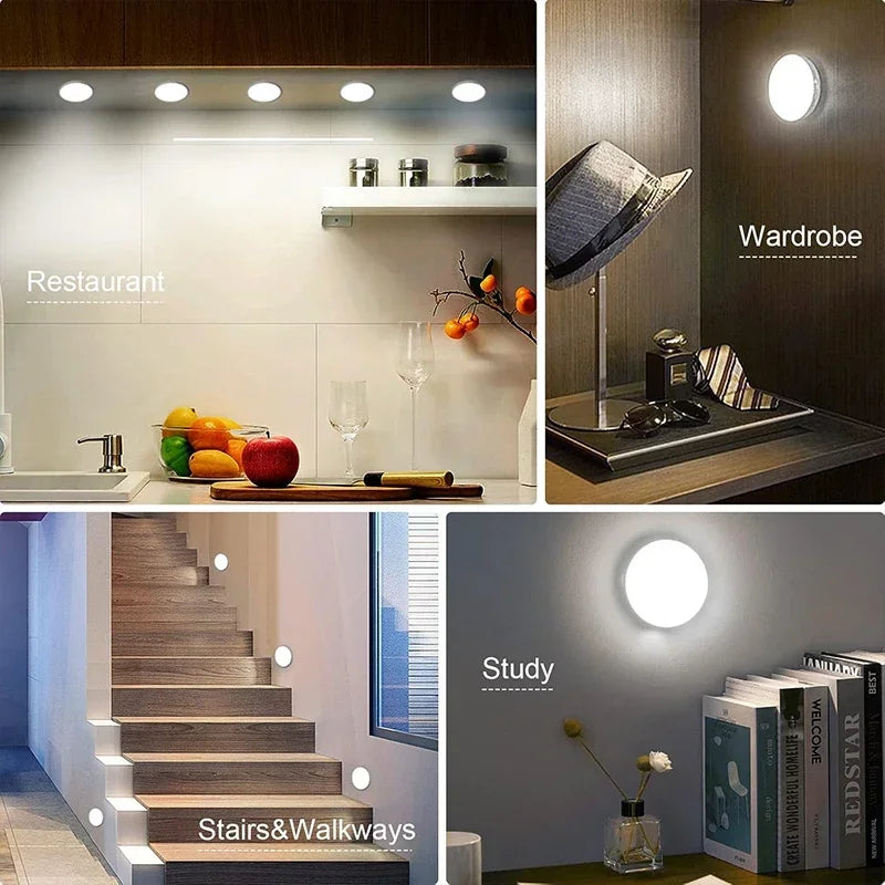 Motion Sensor LED Night Light – USB Rechargeable 3-Color Pack