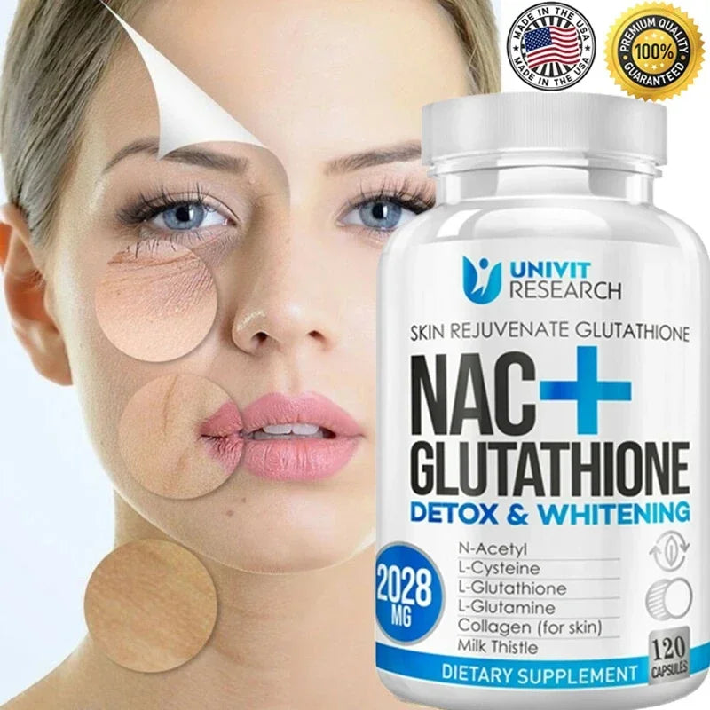 NAC + Glutathione Supplement – Antioxidant Detox, 120 Capsules