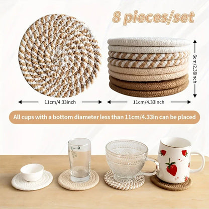 Cotton Absorbent Drink Coasters – Minimalist Set of 4 or 8