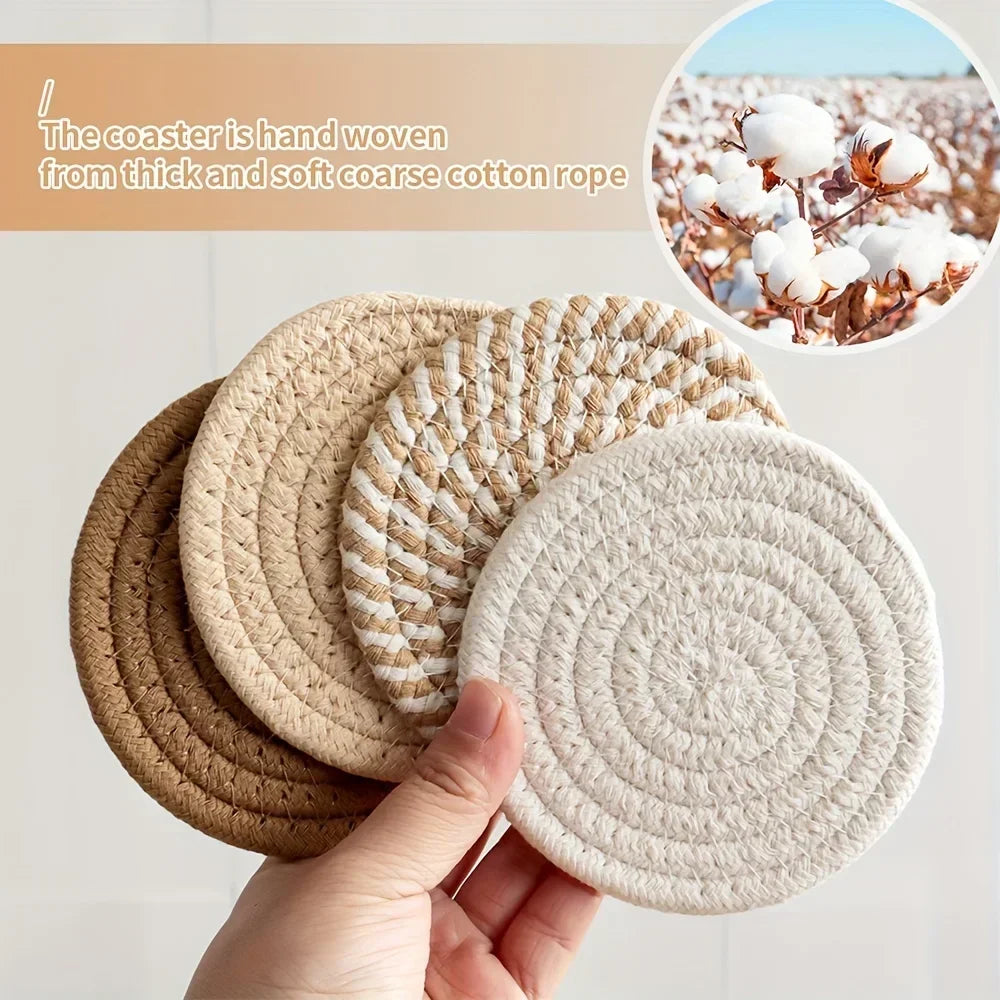 Cotton Absorbent Drink Coasters – Minimalist Set of 4 or 8