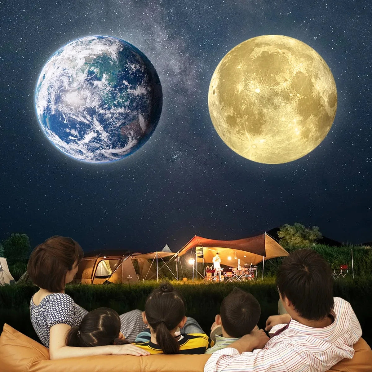 USB Galaxy Projector – Moon & Star Night Light