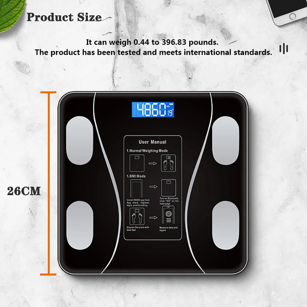 Smart Bluetooth Body Fat Scale – Digital Bathroom Scale with App