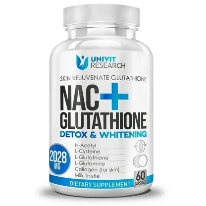NAC + Glutathione Supplement – Antioxidant Detox, 120 Capsules