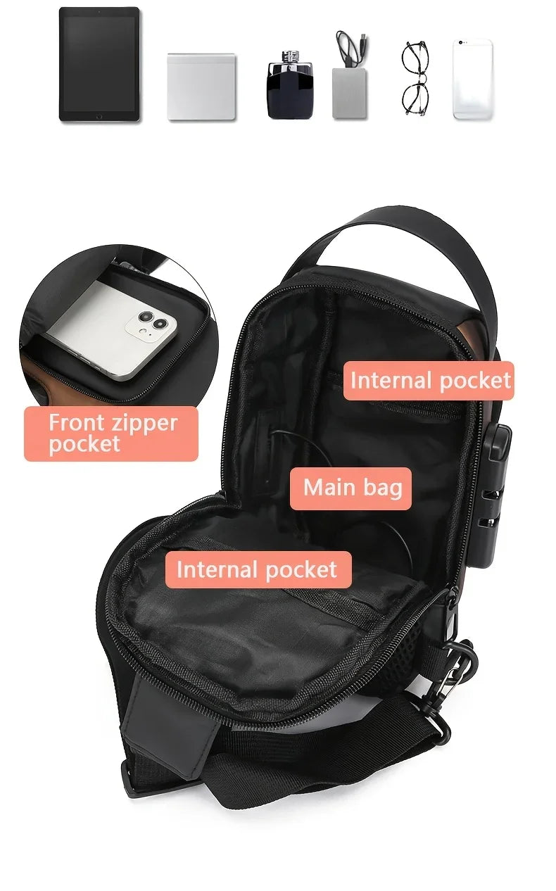 Men's Oxford Sling Bag – Crossbody Chest Pack with Phone Pocket