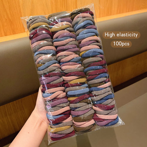 Korean Seamless Hair Ties – 100pcs Elastic Hair Bands