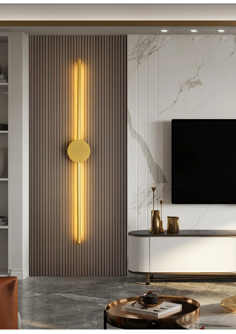 Modern LED Wall Lamp – Long Black I-Shape Bedroom Light