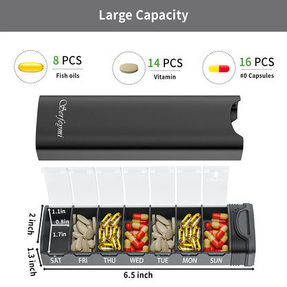 Serfeymi 7-Day Metal Pill Organizer – Weekly Travel Pill Case