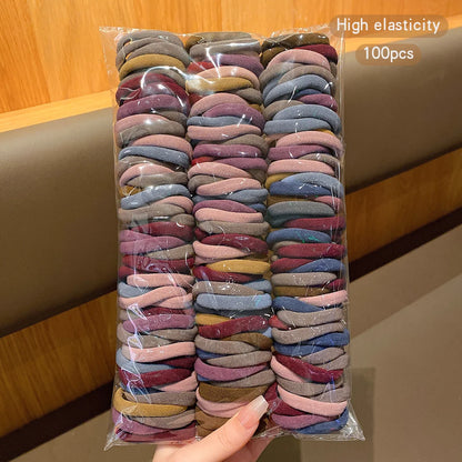 Korean Seamless Hair Ties – 100pcs Elastic Hair Bands