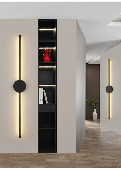 Modern LED Wall Lamp – Long Black I-Shape Bedroom Light