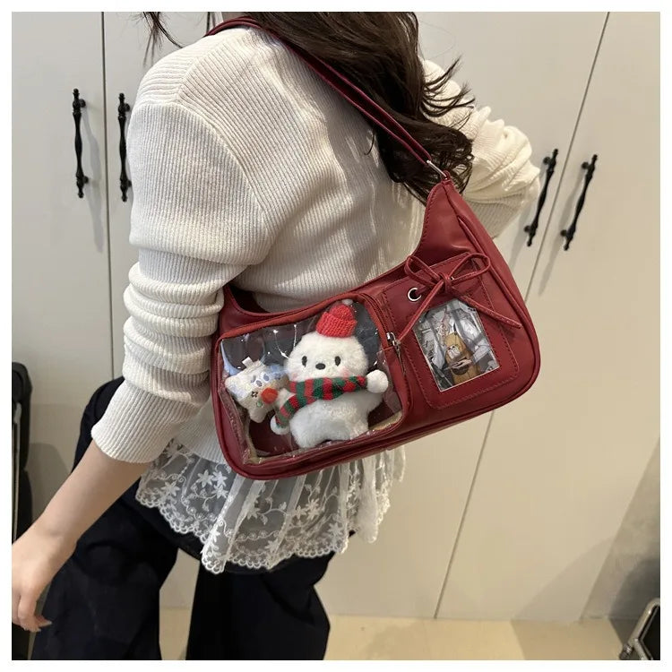 Y2K Transparent Ita Bag – Korean Harajuku Crossbody Purse