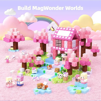 Magnetic Building Blocks Set – Pink Heart & Floral Cubes for Kids