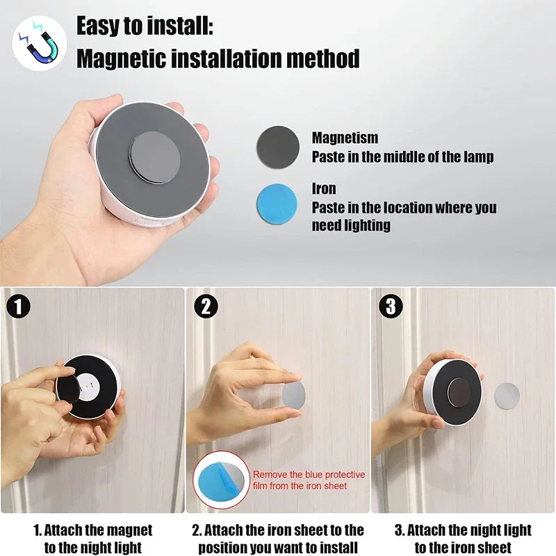 Motion Sensor LED Night Light – USB Rechargeable 3-Color Pack