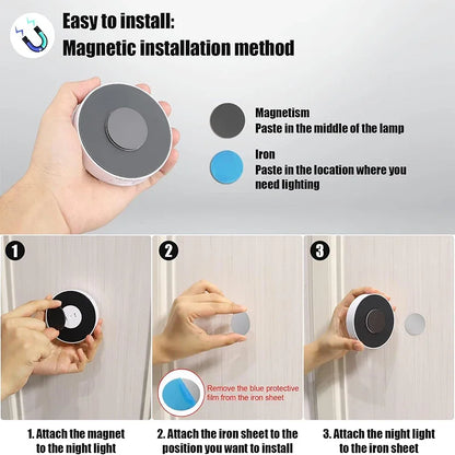 Motion Sensor LED Night Light – USB Rechargeable 3-Color Pack