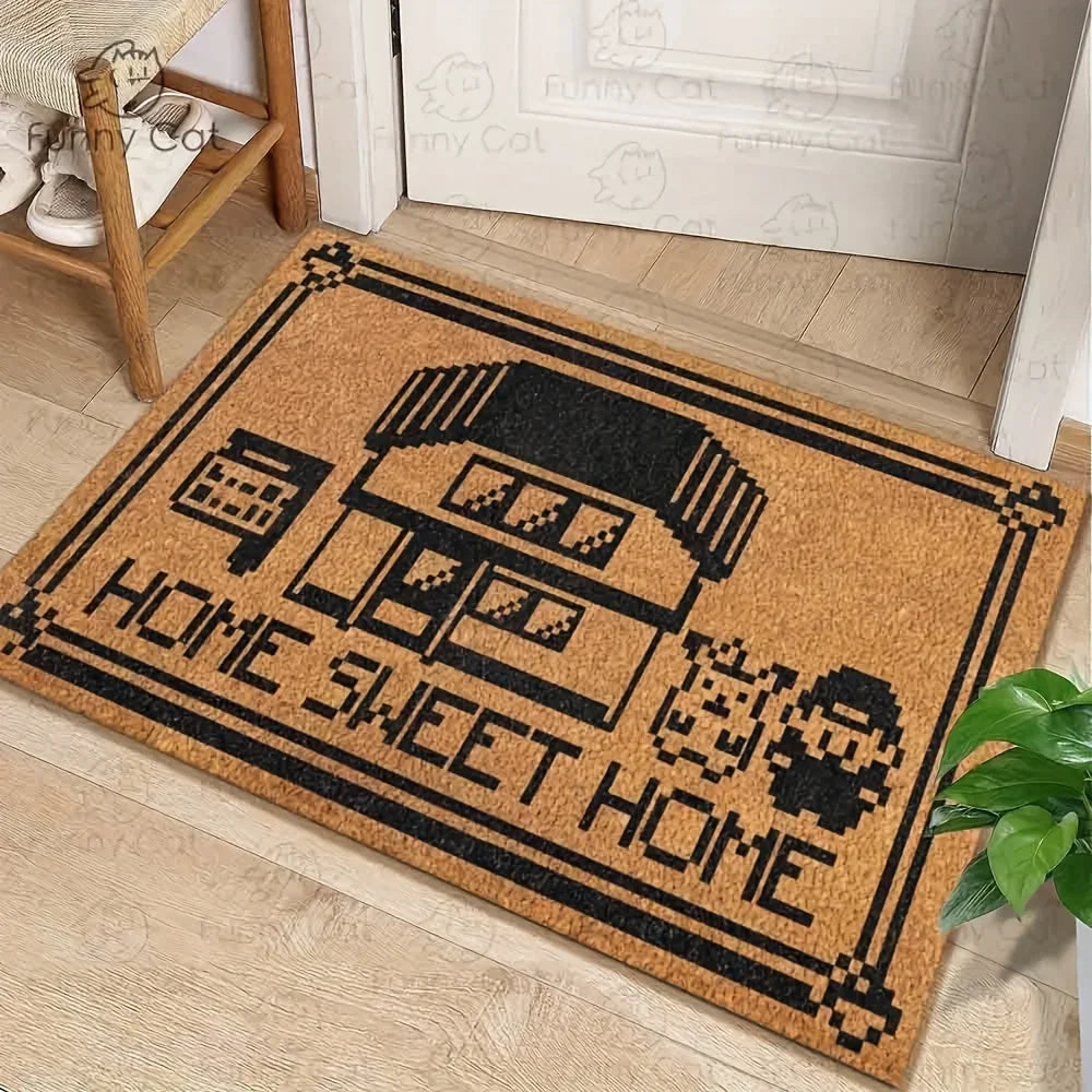 VIKAMA Pixel Cartoon Floor Mat – Non-Slip Entrance Bath Rug