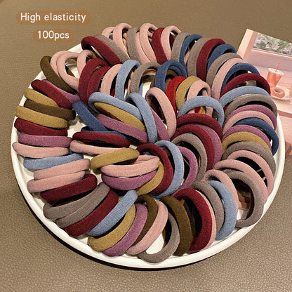 Korean Seamless Hair Ties – 100pcs Elastic Hair Bands