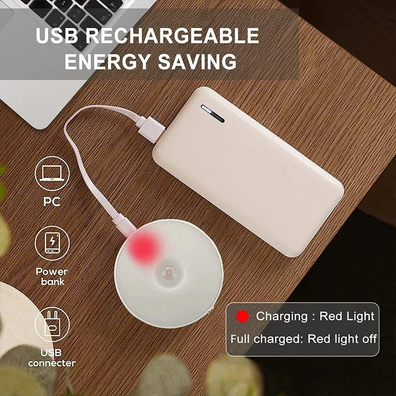Motion Sensor LED Night Light – USB Rechargeable 3-Color Pack