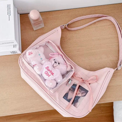 Y2K Transparent Ita Bag – Korean Harajuku Crossbody Purse