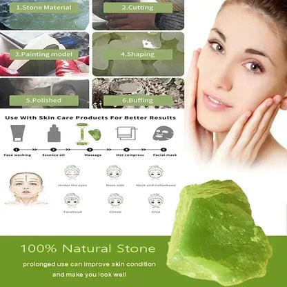 Natural Jade Face Roller & Gua Sha Set – Stone Massage Tool