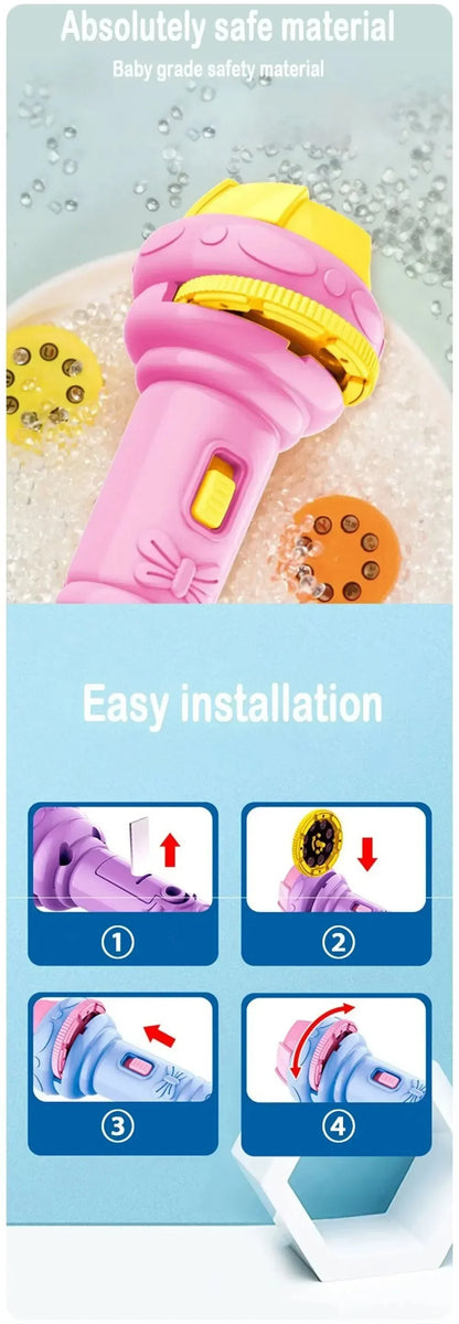 Kids Projector Flashlight – 10 Cards 80 Patterns Bedtime Toy