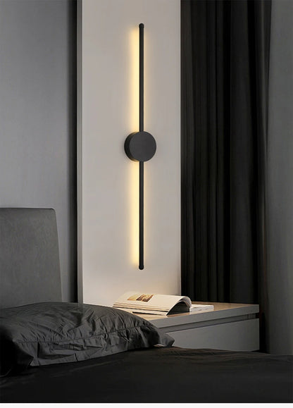 Modern LED Wall Lamp – Long Black I-Shape Bedroom Light