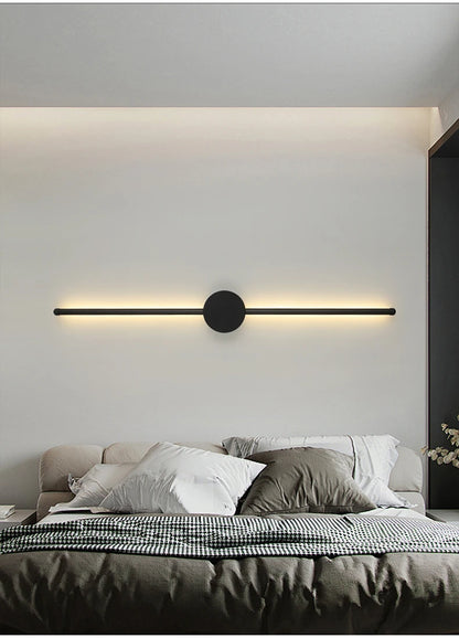 Modern LED Wall Lamp – Long Black I-Shape Bedroom Light