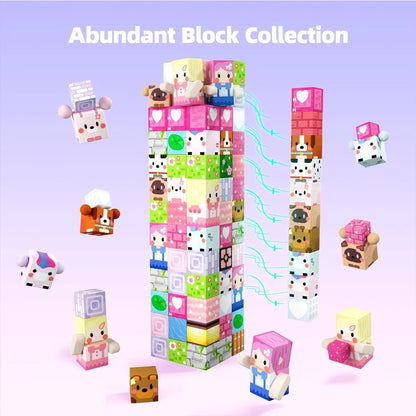 Magnetic Building Blocks Set – Pink Heart & Floral Cubes for Kids