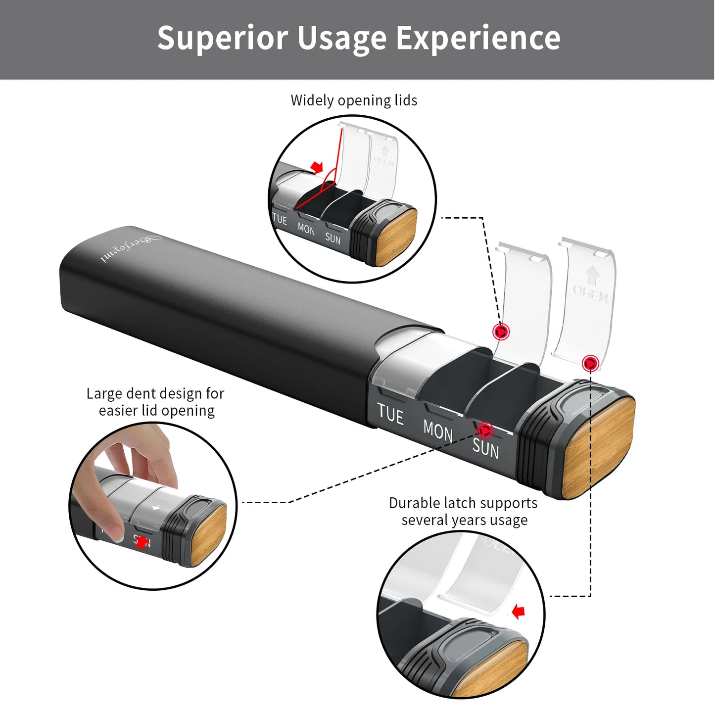 Serfeymi 7-Day Metal Pill Organizer – Weekly Travel Pill Case