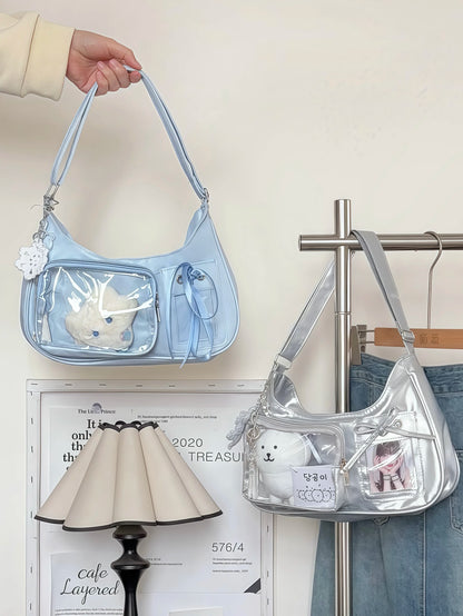 Y2K Transparent Ita Bag – Korean Harajuku Crossbody Purse