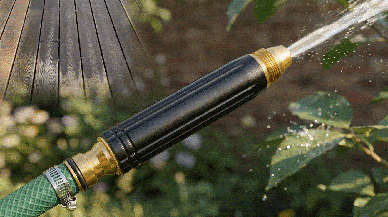 Adjustable hose nozzle in use